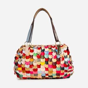 SOLD - Genuine Leather Colorful Petal Weekender Bag